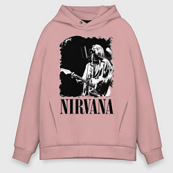 Толстовка оверсайз мужская Black Nirvana цвета пыльно-розовый — фото 1