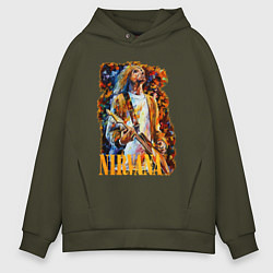 Толстовка оверсайз мужская Cobain Art, цвет: хаки