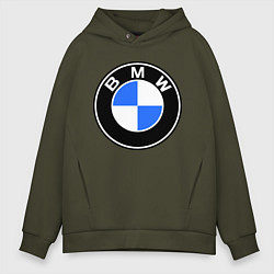 Толстовка оверсайз мужская Logo BMW, цвет: хаки