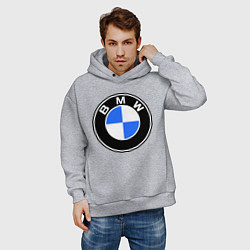 Толстовка оверсайз мужская Logo BMW, цвет: меланж — фото 2