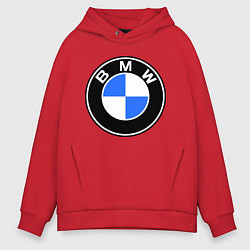 Толстовка оверсайз мужская Logo BMW, цвет: красный