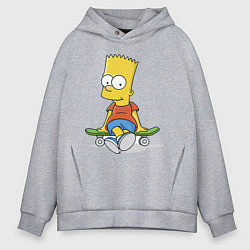 Толстовка оверсайз мужская Барт на скейте, цвет: меланж