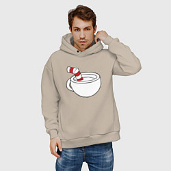 Толстовка оверсайз мужская Red Cuphead, цвет: миндальный — фото 2