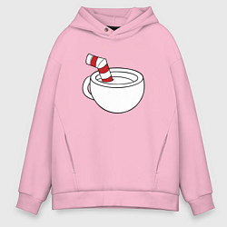 Толстовка оверсайз мужская Red Cuphead, цвет: светло-розовый