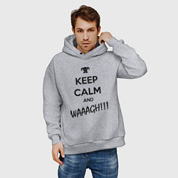 Толстовка оверсайз мужская Keep Calm & WAAAGH, цвет: меланж — фото 2