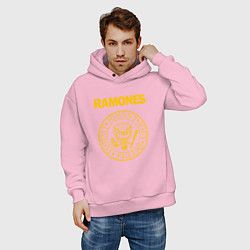 Толстовка оверсайз мужская Ramones, цвет: светло-розовый — фото 2
