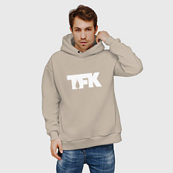 Толстовка оверсайз мужская TFK: White Logo, цвет: миндальный — фото 2