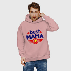 Толстовка оверсайз мужская Best mama logo, цвет: пыльно-розовый — фото 2