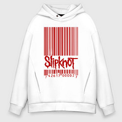 Толстовка оверсайз мужская Slipknot: barcode, цвет: белый