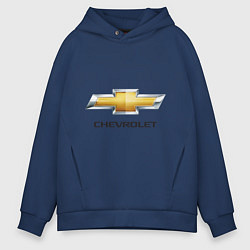 Толстовка оверсайз мужская Chevrolet логотип, цвет: тёмно-синий