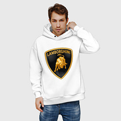 Толстовка оверсайз мужская Lamborghini logo, цвет: белый — фото 2