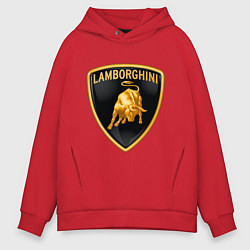 Толстовка оверсайз мужская Lamborghini logo, цвет: красный