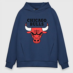Толстовка оверсайз мужская Chicago Bulls цвета тёмно-синий — фото 1