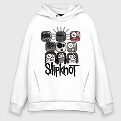 Толстовка оверсайз мужская Slipknot Masks, цвет: белый