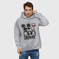 Толстовка оверсайз мужская Slipknot Masks, цвет: меланж — фото 2