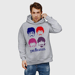 Толстовка оверсайз мужская The Beatles faces, цвет: меланж — фото 2
