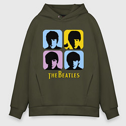 Толстовка оверсайз мужская The Beatles: pop-art, цвет: хаки