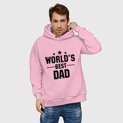 Толстовка оверсайз мужская Worlds best DADDY, цвет: светло-розовый — фото 2