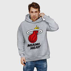 Толстовка оверсайз мужская Miami Heat-logo, цвет: меланж — фото 2