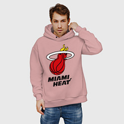 Толстовка оверсайз мужская Miami Heat-logo, цвет: пыльно-розовый — фото 2