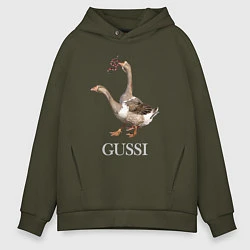 Толстовка оверсайз мужская GUSSI eat GUCCI, цвет: хаки