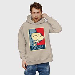 Толстовка оверсайз мужская Doom Zim, цвет: миндальный — фото 2
