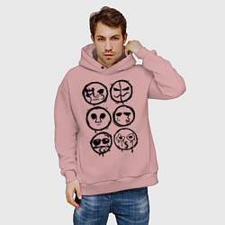 Толстовка оверсайз мужская HU Masks, цвет: пыльно-розовый — фото 2