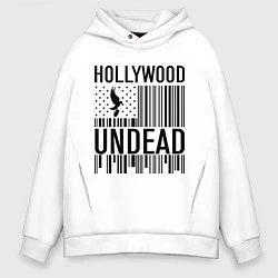 Толстовка оверсайз мужская Hollywood Undead: flag, цвет: белый