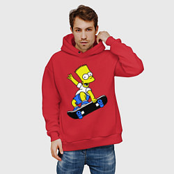 Толстовка оверсайз мужская Барт на скейте, цвет: красный — фото 2