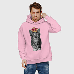 Толстовка оверсайз мужская Meow kitten, цвет: светло-розовый — фото 2