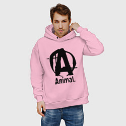 Толстовка оверсайз мужская Animal Logo, цвет: светло-розовый — фото 2