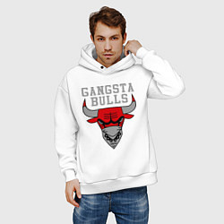 Толстовка оверсайз мужская Gangsta Bulls, цвет: белый — фото 2
