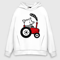 Толстовка оверсайз мужская Поросенок Петр, цвет: белый