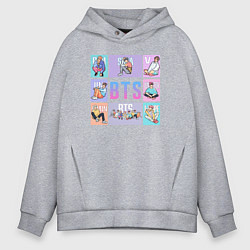 Толстовка оверсайз мужская BTS Boys, цвет: меланж
