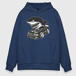 Толстовка оверсайз мужская Акула на Тойоте, цвет: тёмно-синий