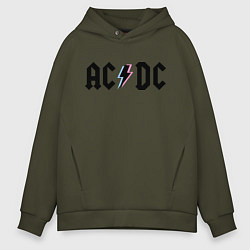 Толстовка оверсайз мужская AC/DC, цвет: хаки