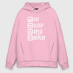 Толстовка оверсайз мужская Eat, Sleep, Apex, Repeat, цвет: светло-розовый