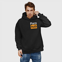 Толстовка оверсайз мужская PornHub, цвет: черный — фото 2