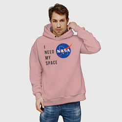 Толстовка оверсайз мужская Nasa i need my space, цвет: пыльно-розовый — фото 2