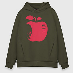 Толстовка оверсайз мужская Тетрадь Смерти - Рюк и яблоко, цвет: хаки