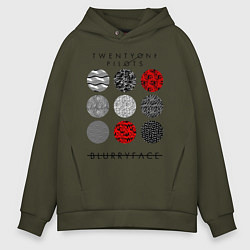 Толстовка оверсайз мужская TOP: Blurryface, цвет: хаки