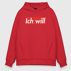 Толстовка оверсайз мужская Ich will, цвет: красный