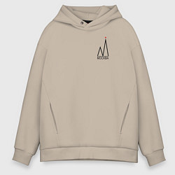 Толстовка оверсайз мужская Москва-чёрный логотип, цвет: миндальный