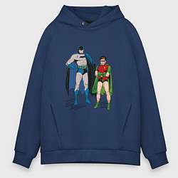 Толстовка оверсайз мужская Batman and Robin, цвет: тёмно-синий