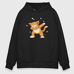 Толстовка оверсайз мужская Cat Dabbing, цвет: черный
