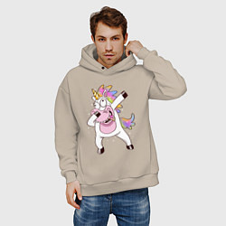 Толстовка оверсайз мужская Dabbing Unicorn, цвет: миндальный — фото 2
