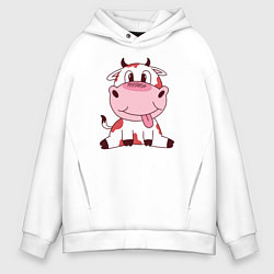 Толстовка оверсайз мужская Коровка, цвет: белый