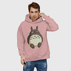 Толстовка оверсайз мужская Грустный Тоторо, цвет: пыльно-розовый — фото 2