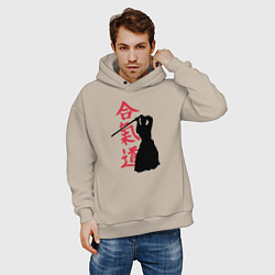 Толстовка оверсайз мужская Айкидо, цвет: миндальный — фото 2