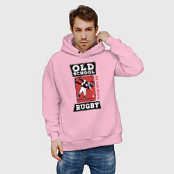 Толстовка оверсайз мужская Old School Rugby, цвет: светло-розовый — фото 2